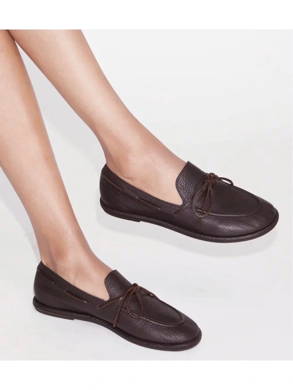 TORY BURCH The Boaty Brown Leather Boat Shoes 6.5